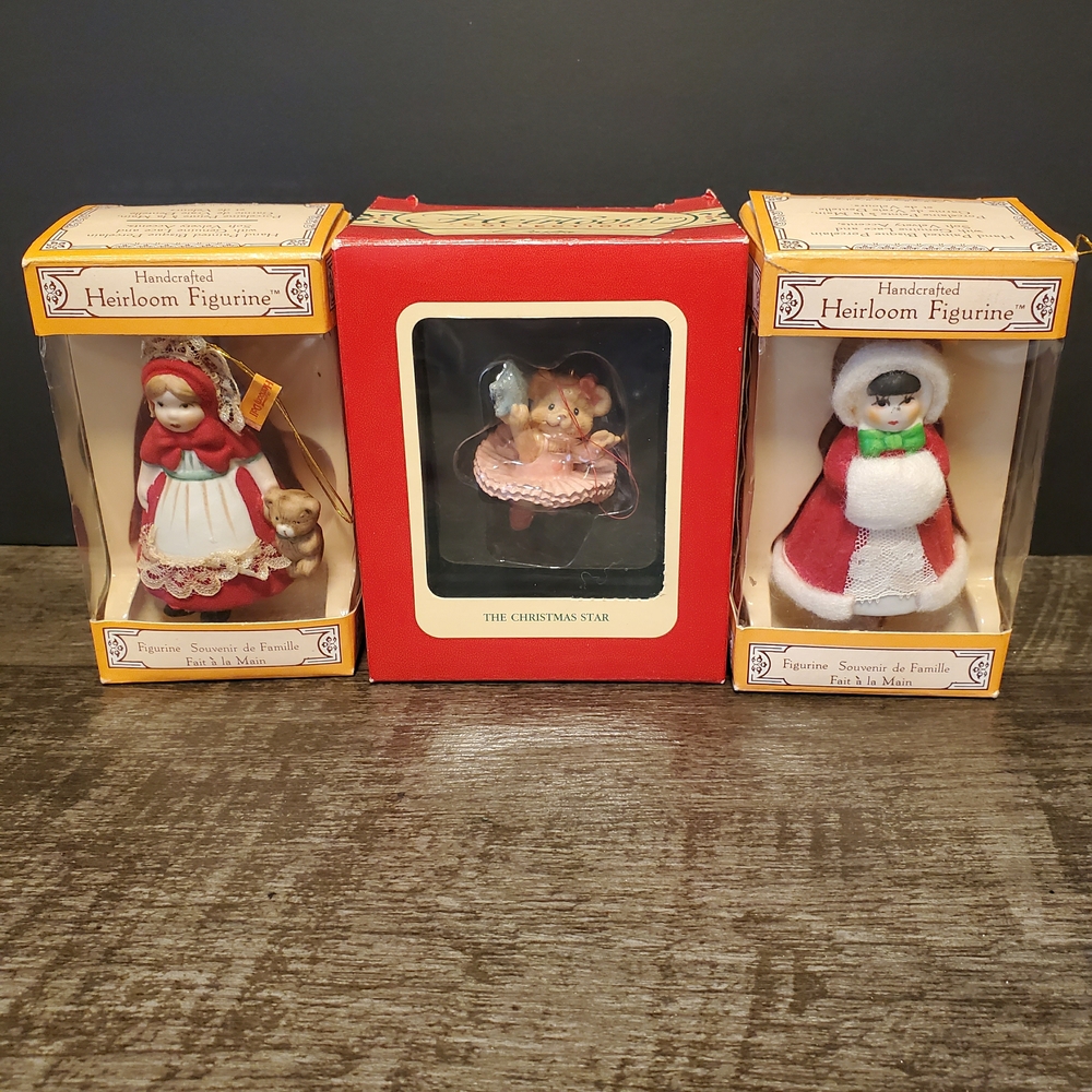 Heirloom Handcrafted Holiday Figurines - Red and White